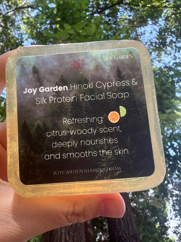 Joy Garden Hand mades Ali Mountain Hinoki Silk Protein Facial Soap Rich, long-lasting Woody scent with a hint of citrus aroma with a calming effect contain Hydrolyzed Silk Protein