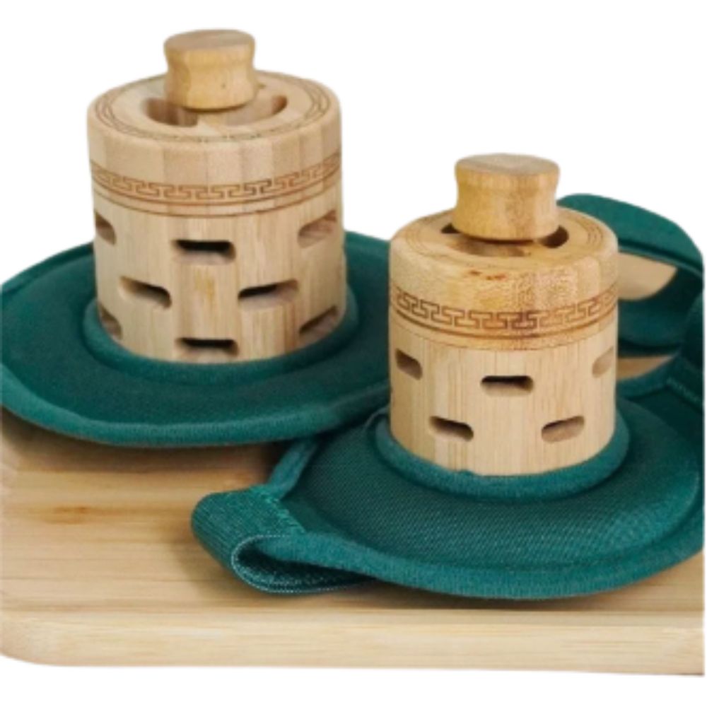 Natural Bamboo Moxa Box Holder with Smoke Filter & Anti-Scald Guard, Adjustable Heat Control Single Acupoint Moxibustion Burner Box for Body Meridian & Joint Pain Relief (S / L Sizes)