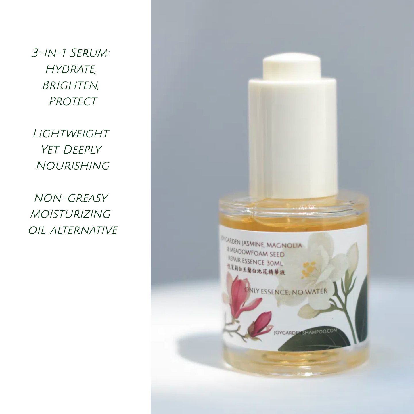 Jasmine, Magnolia, and Meadowfoam Seed Essence Oil & Toner — nourishing, gentle, and natural 30ml