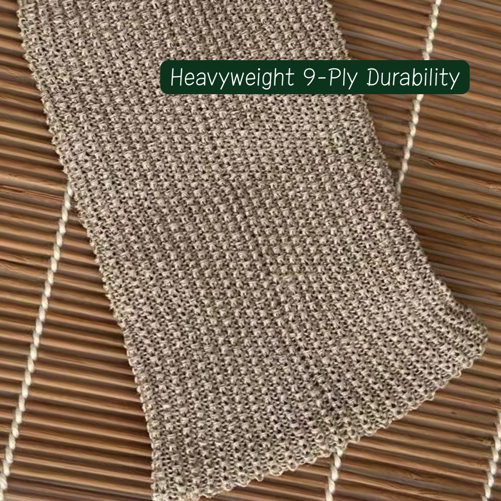 Natural 100% Hemp Exfoliating Washcloth - Thick 9-Ply Heavyweight Exfoliating Towel - Gentle Skin Scrub, Natural Antibacterial Bath Cloth