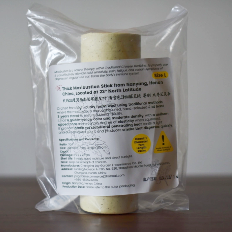 Joy Garden Large Golden Moxa Stick from Nanyang – deep, stable heat for full-body moxibustion, made with golden high-purity moxa wool