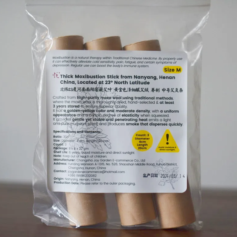 Joy Garden Medium Golden Moxa Stick from Henan – balanced warmth and depth, made from high-purity mugwort for general use