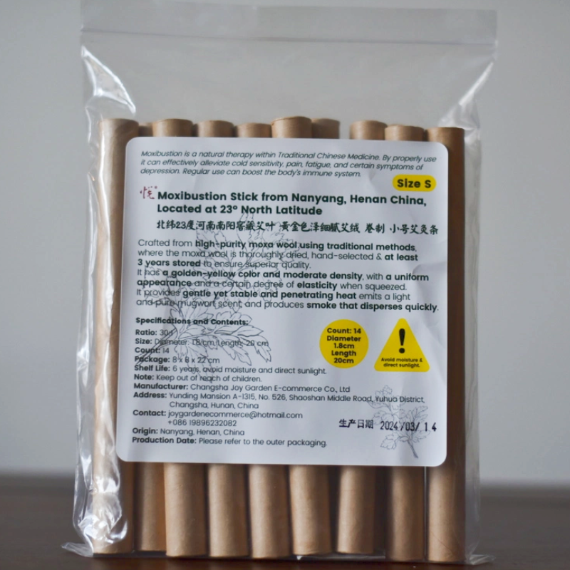 Joy Garden Small Golden Moxa Stick – gentle warmth, high-purity mugwort wool, ideal for facial or precise moxibustion use