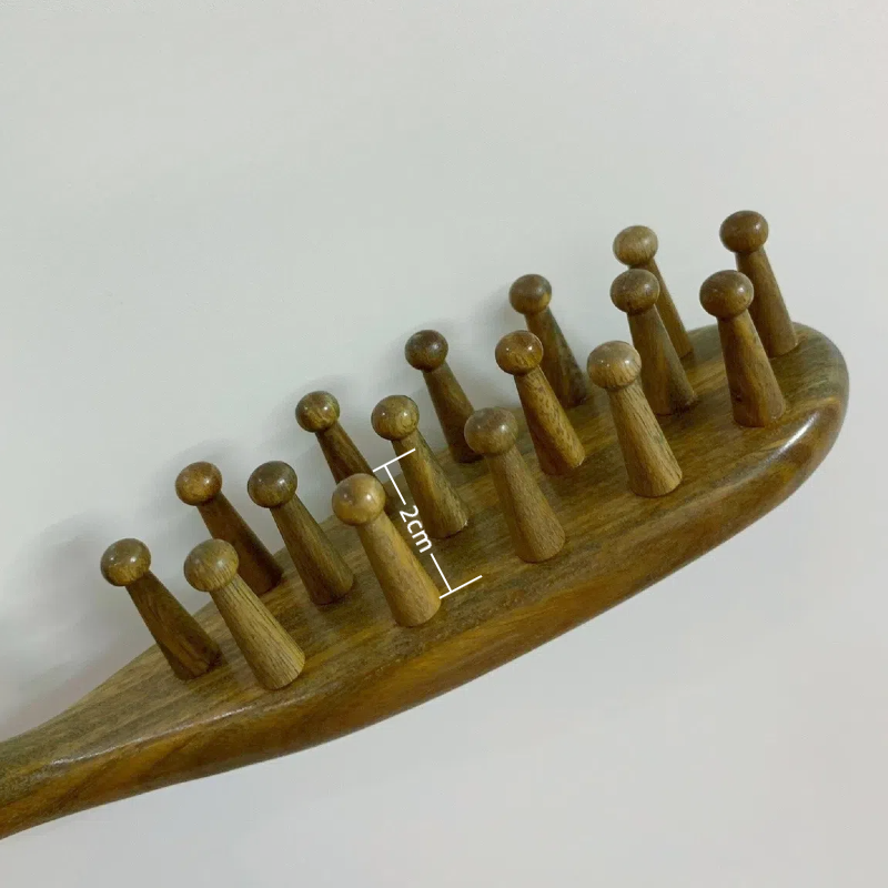 Close-up of natural wooden bristles on Joy Garden Green Sandalwood Hair Brush – gentle scalp massage and detangling