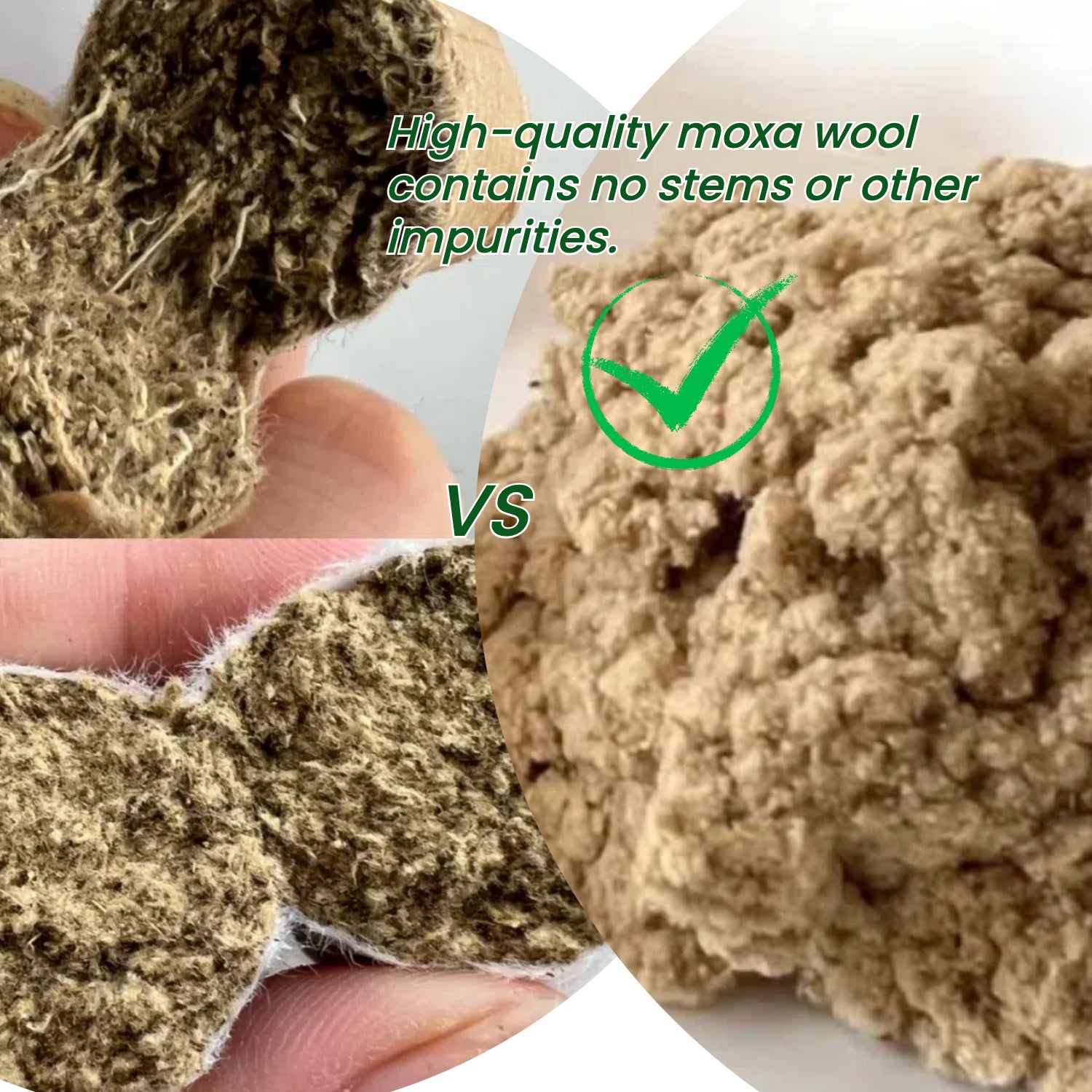 Close-up of Joy Garden Moxa Stick cross section showing golden moxa wool with cotton-like elasticity