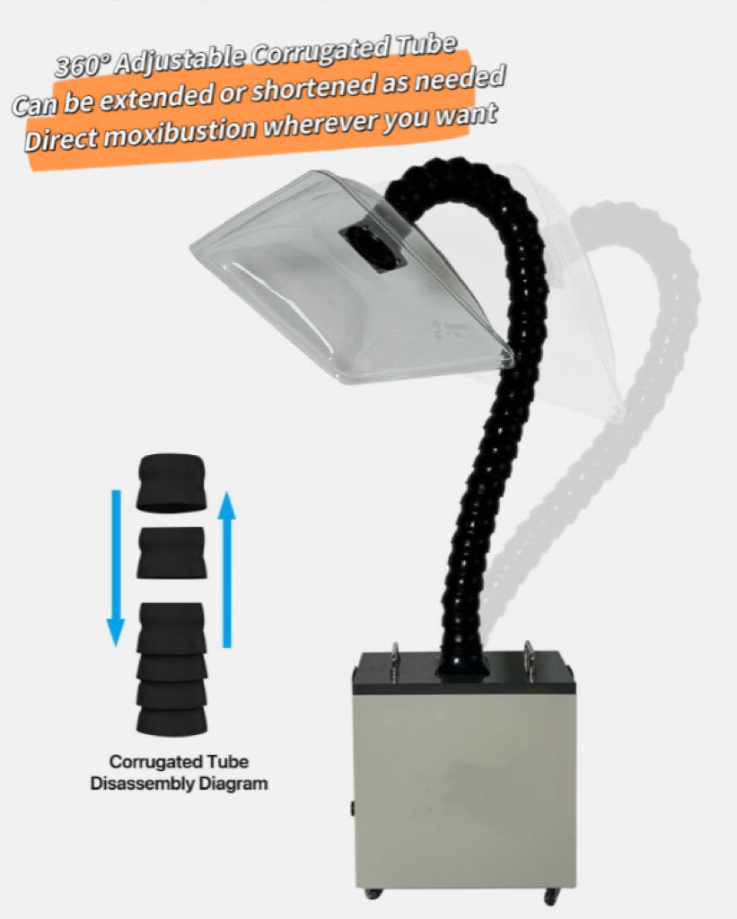Flexible adjustable suction pipe of Joy Garden Moxibustion Smoke Extractor for precise smoke capture