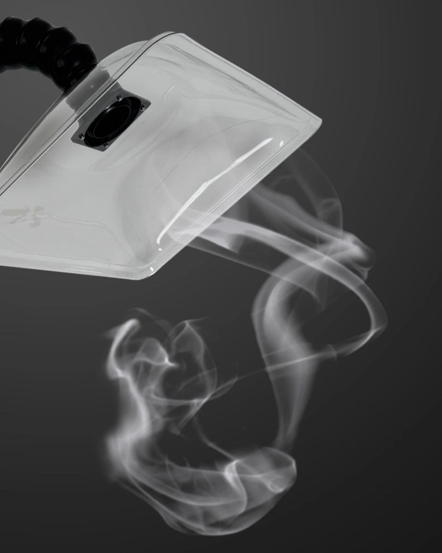 Joy Garden Moxibustion Smoke Extractor hood directly capturing moxa smoke at the source for clean moxibustion sessions