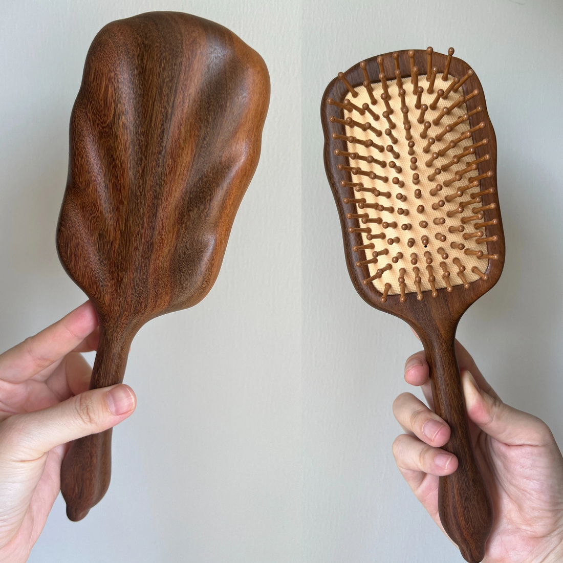 Joy Garden Wooden Hair Growth Massage Brush main image – paddle style wooden brush with rosewood body and walnut handle