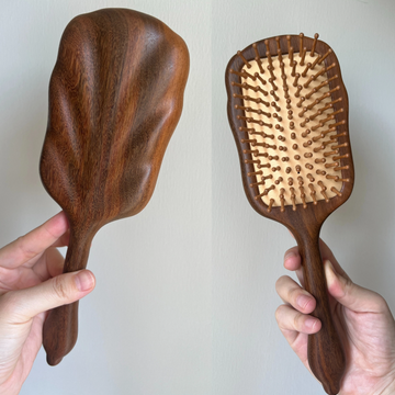Joy Garden Wooden Hair Growth Massage Brush main image – paddle style wooden brush with rosewood body and walnut handle