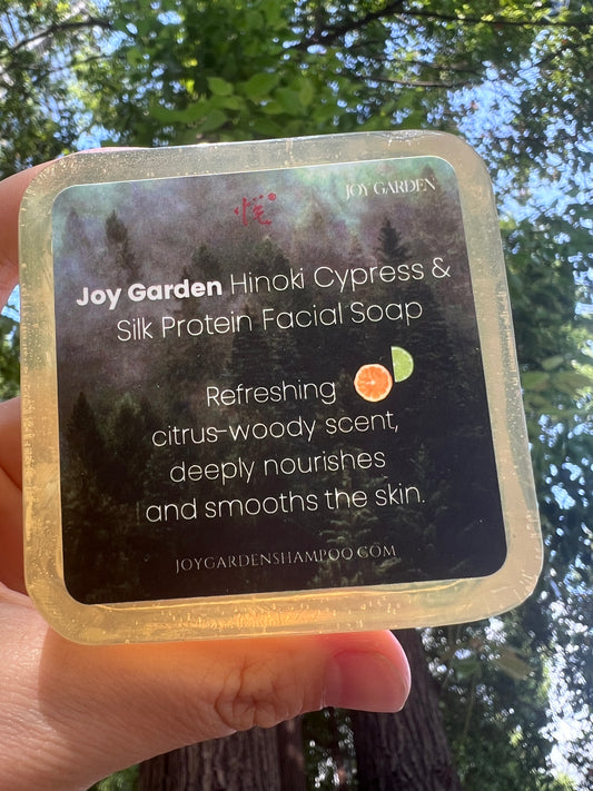 Joy Garden Hand mades Ali Mountain Hinoki  Silk Protein Facial Soap Rich, long-lasting Woody scent with a hint of citrus aroma with a calming effect contain Hydrolyzed Silk Protein