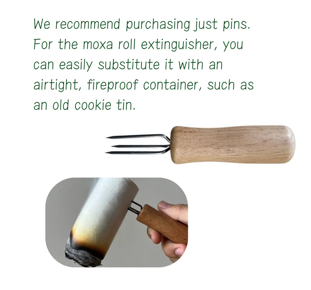 Moxa Roll Extinguisher & Pin Holder Set – Fireproof Stainless Steel Moxibustion Accessories