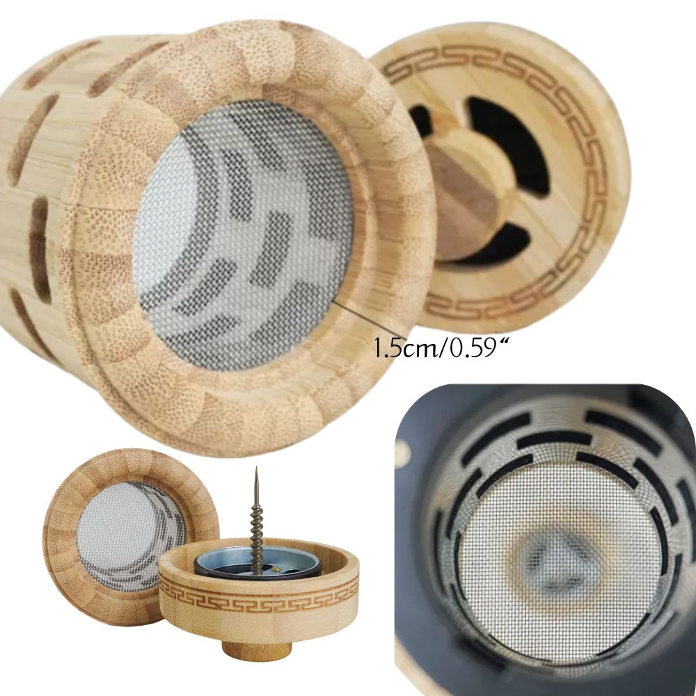 Natural Bamboo Moxa Box Holder with Smoke Filter & Anti-Scald Guard, Adjustable Heat Control Single Acupoint Moxibustion Burner Box for Body Meridian & Joint Pain Relief (S / L Sizes)