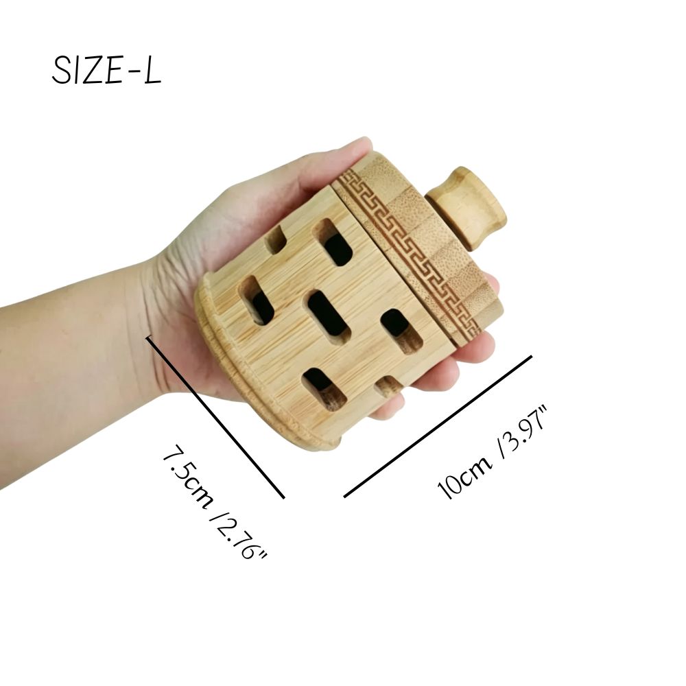 Natural Bamboo Moxa Box Holder with Smoke Filter & Anti-Scald Guard, Adjustable Heat Control Single Acupoint Moxibustion Burner Box for Body Meridian & Joint Pain Relief (S / L Sizes)