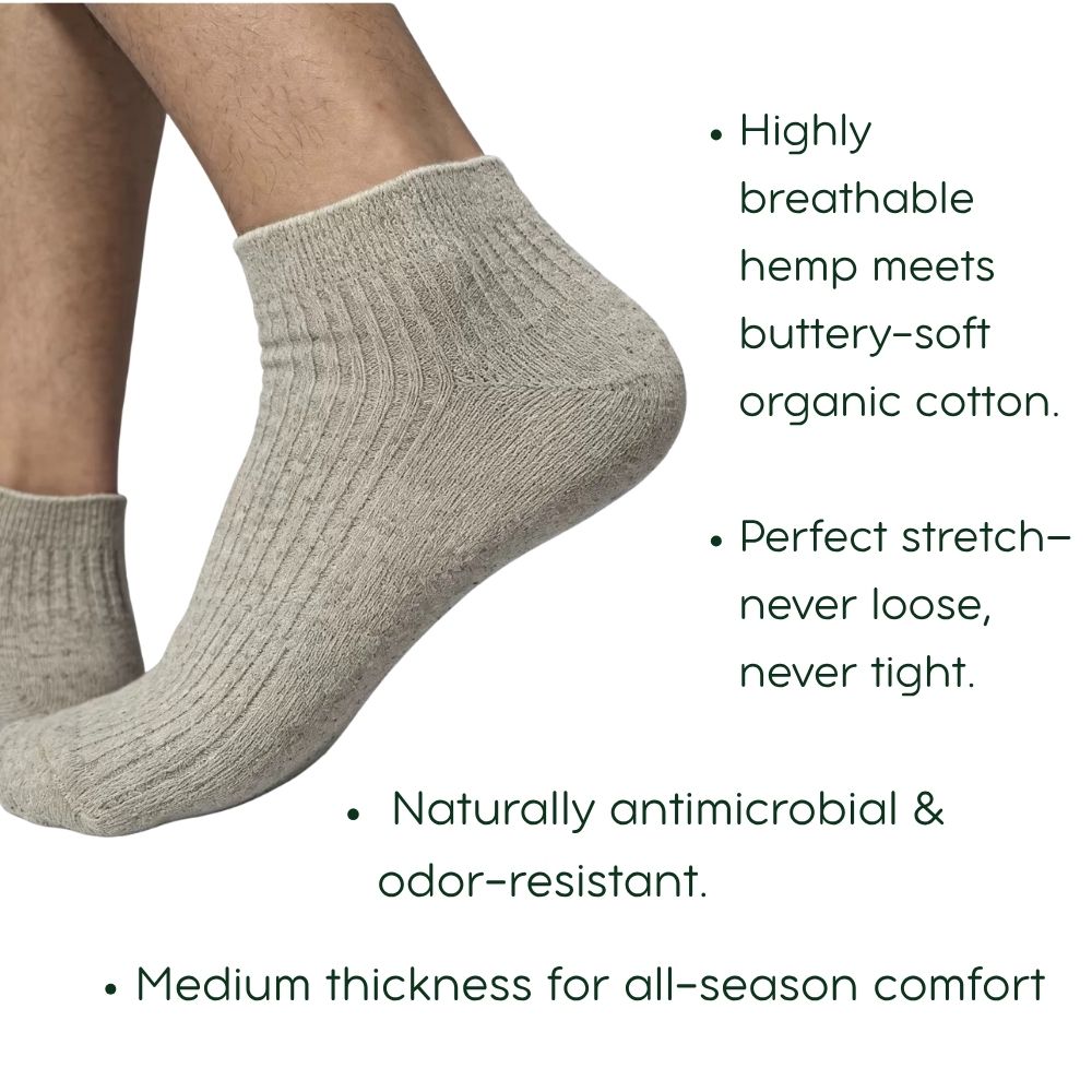 Buttery Soft 50%Hemp 50%Cotton Everyday Socks Undyed breathable sweaty feet