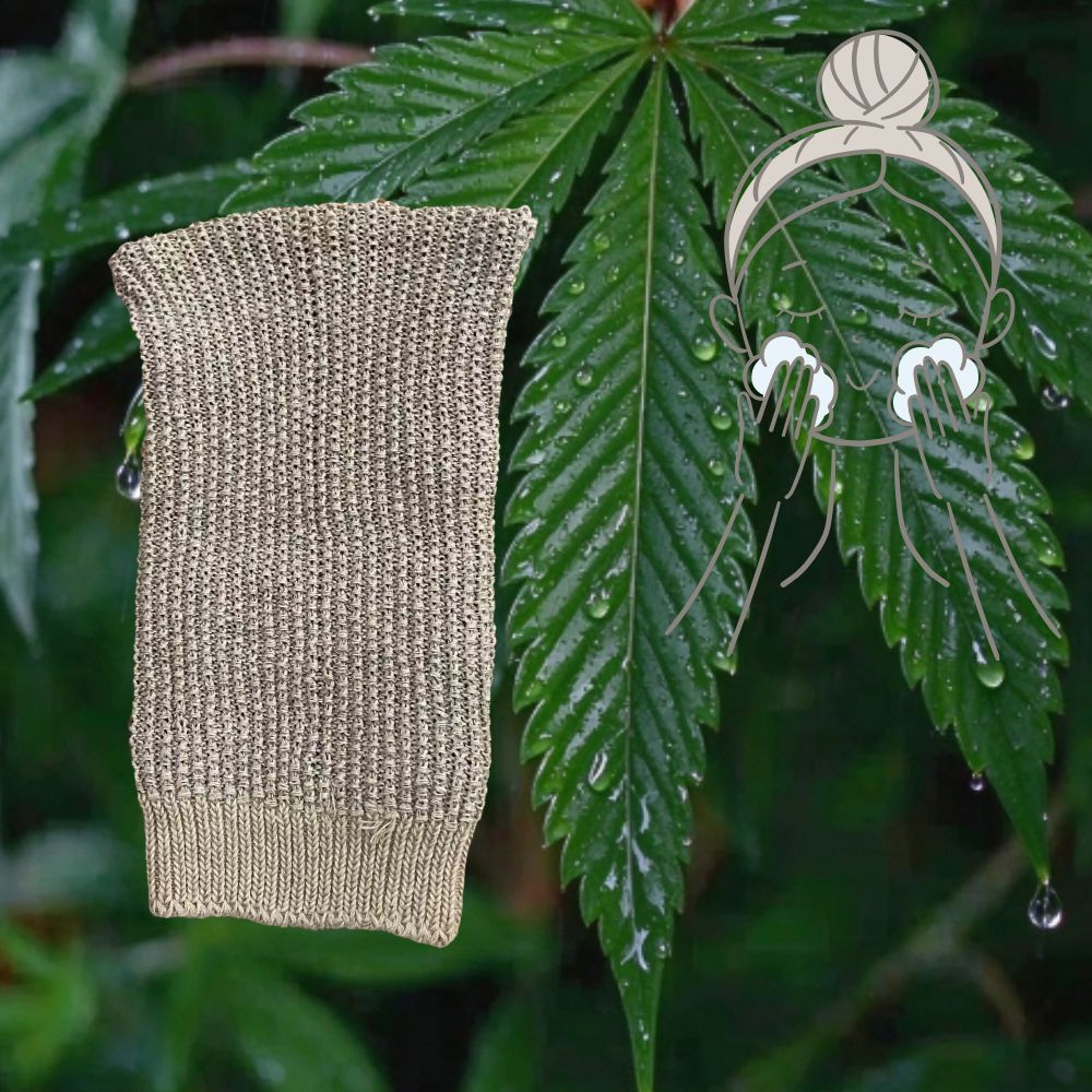 Natural 100% Hemp Exfoliating Washcloth - Thick 9-Ply Heavyweight Exfoliating Towel - Gentle Skin Scrub, Natural Antibacterial Bath Cloth