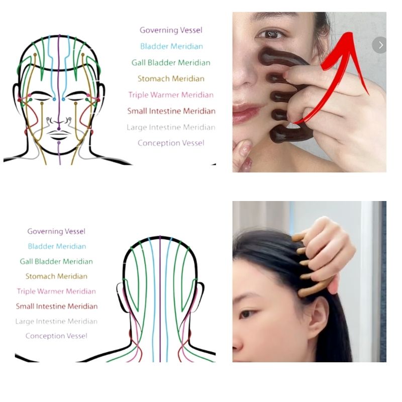 Green Sandalwood Facial & Scalp Massage Comb – Five-Finger Meridian Comb