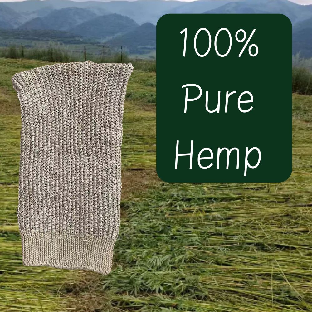 Natural 100% Hemp Exfoliating Washcloth - Thick 9-Ply Heavyweight Exfoliating Towel - Gentle Skin Scrub, Natural Antibacterial Bath Cloth