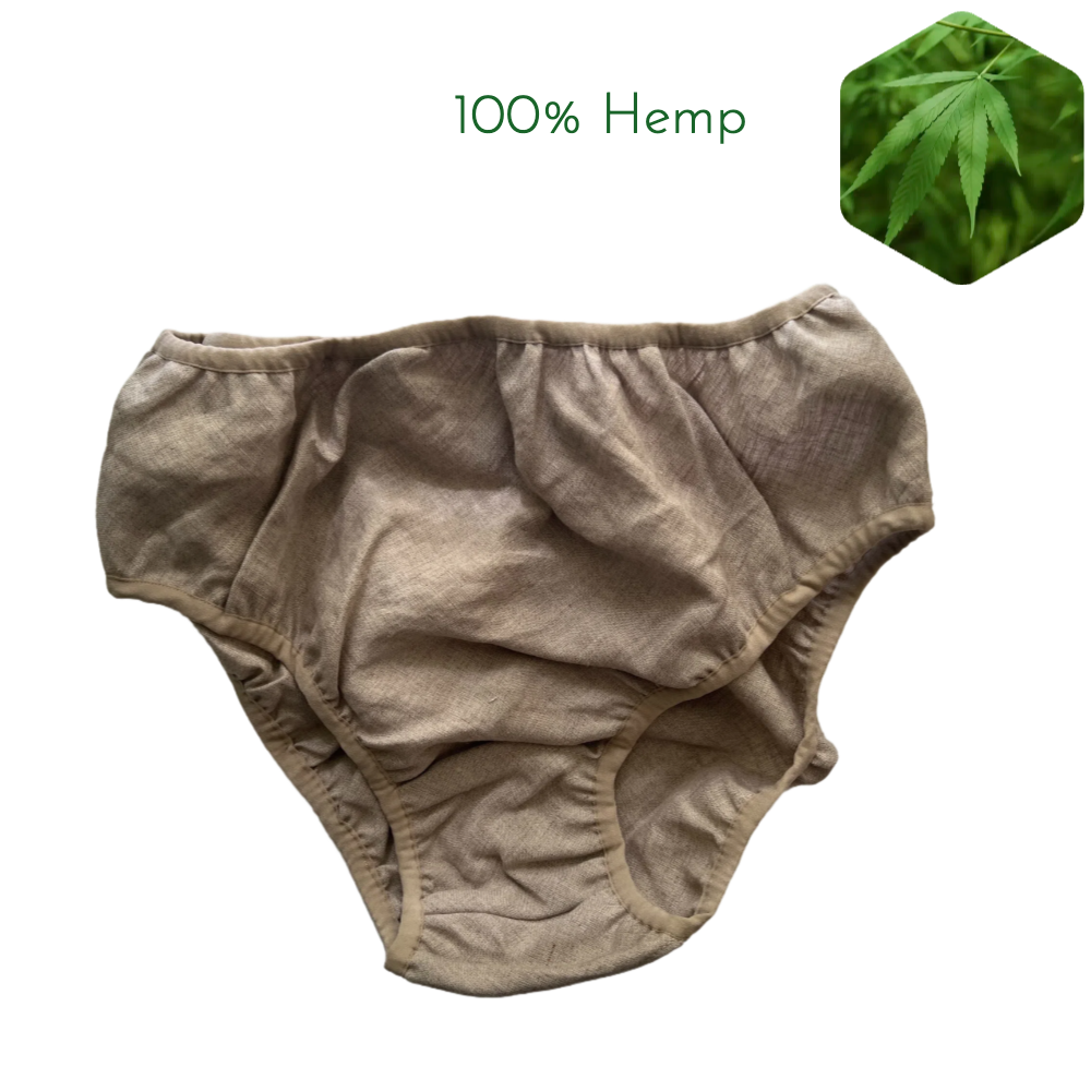 Joy Garden 100% hemp mid-high rise briefs for women, featuring sustainable organic hemp fiber.