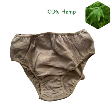 Joy Garden 100% hemp mid-high rise briefs for women, featuring sustainable organic hemp fiber.