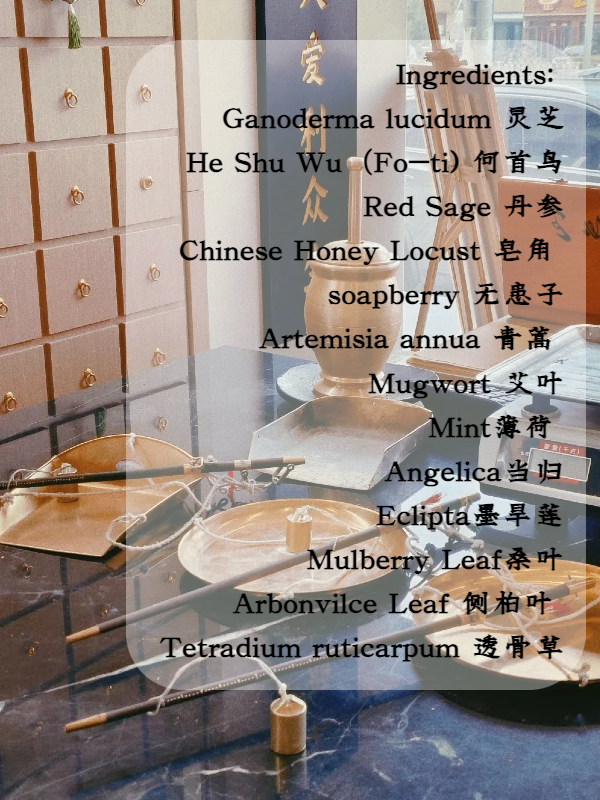 Ingredients of Joy Garden Fo-Ti Shampoo – He Shou Wu, Reishi Mushroom, Soapberry, and Herbal Extracts