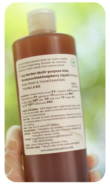 Joy Garden raw herbal ingredients including fresh ginger, angelica root, and soapberry fruits