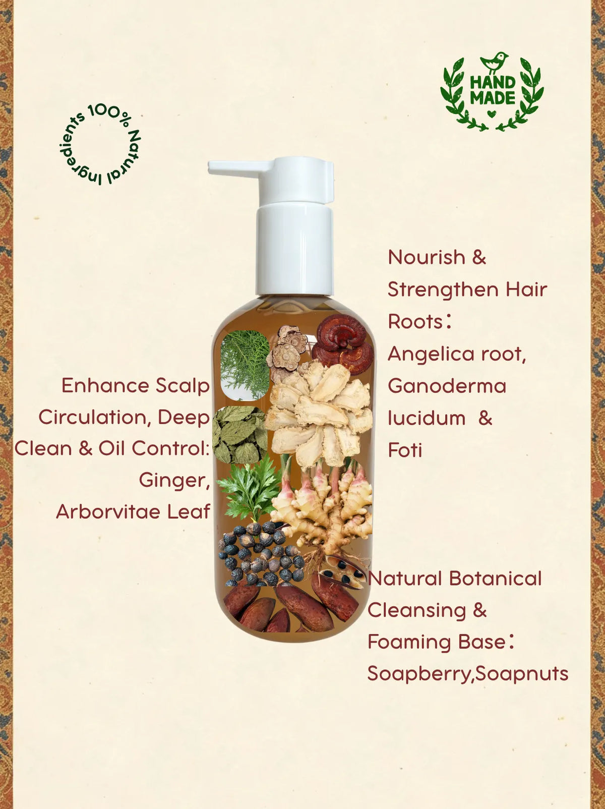 Traditional slow-boiling and handcrafted herbal decoction process for Joy Garden shampoo