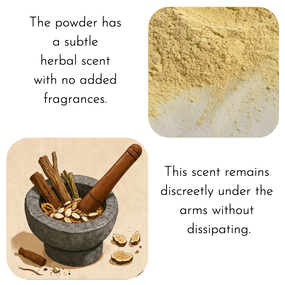 Handcrafted grinding and blending process of Joy Garden Herbal Deo Powder – traditional preparation method
