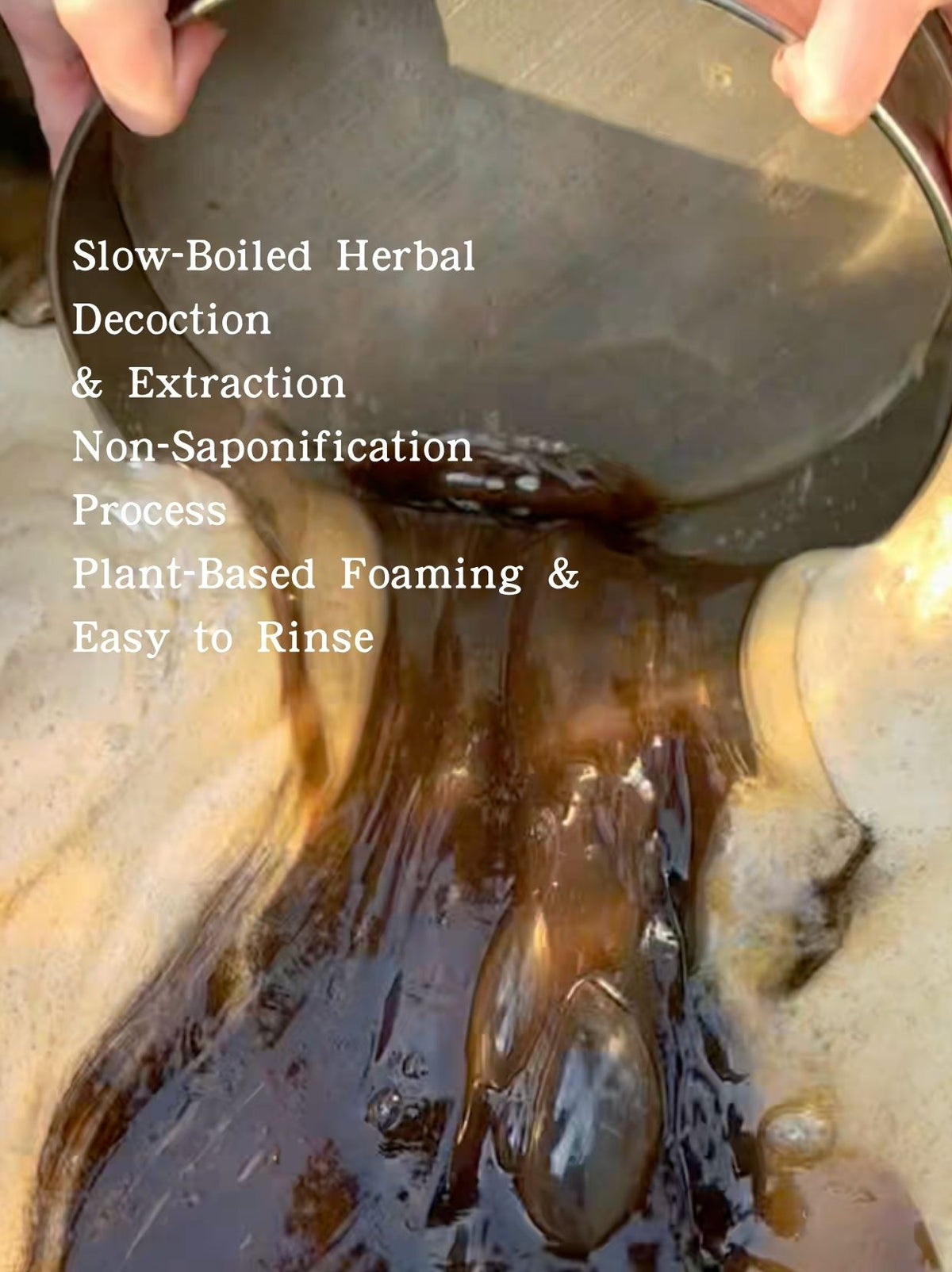 Concentrated filtered herbal liquid extract detail of Joy Garden Shampoo