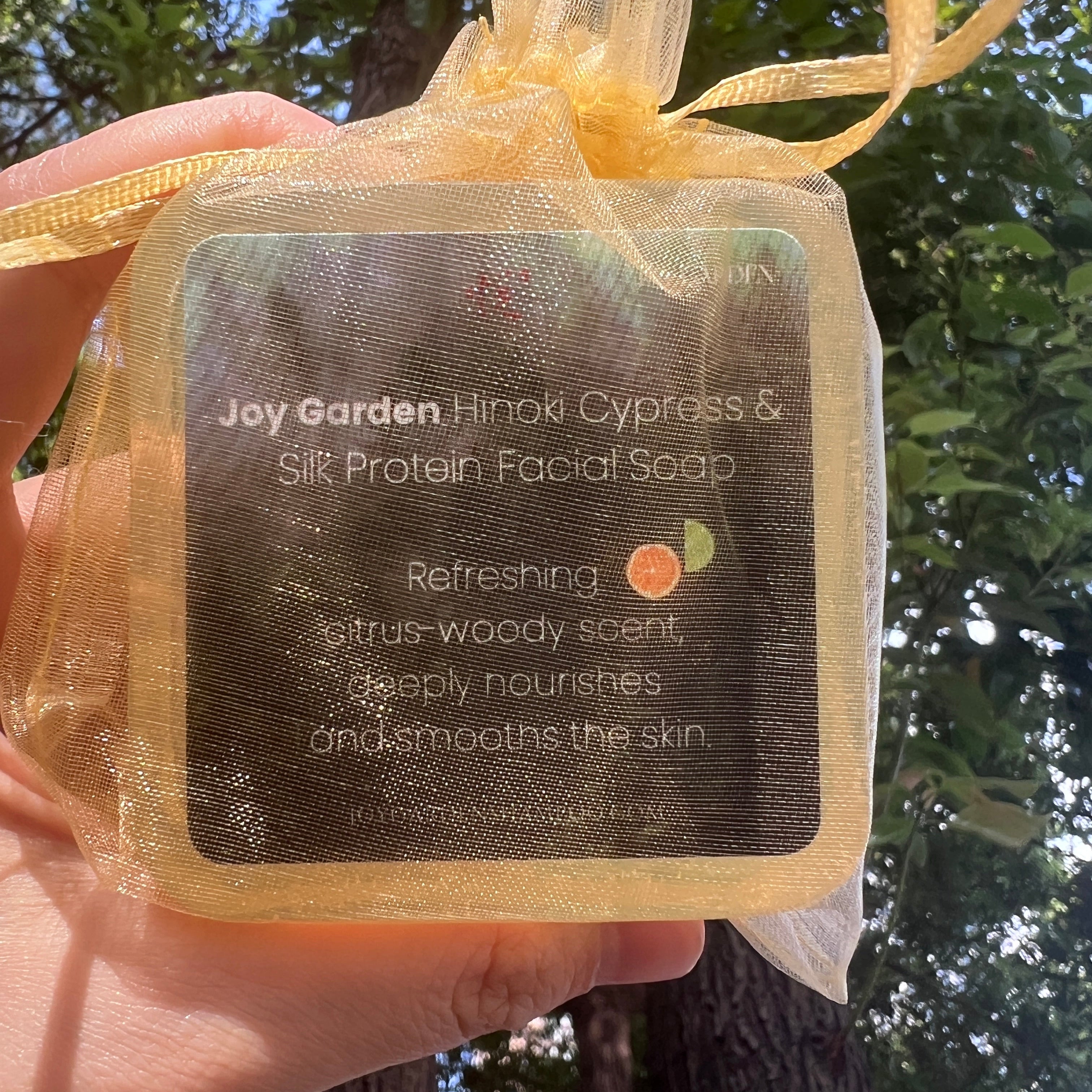 Side view of Joy Garden Alishan Hinoki Silk Protein Facial Soap packaging