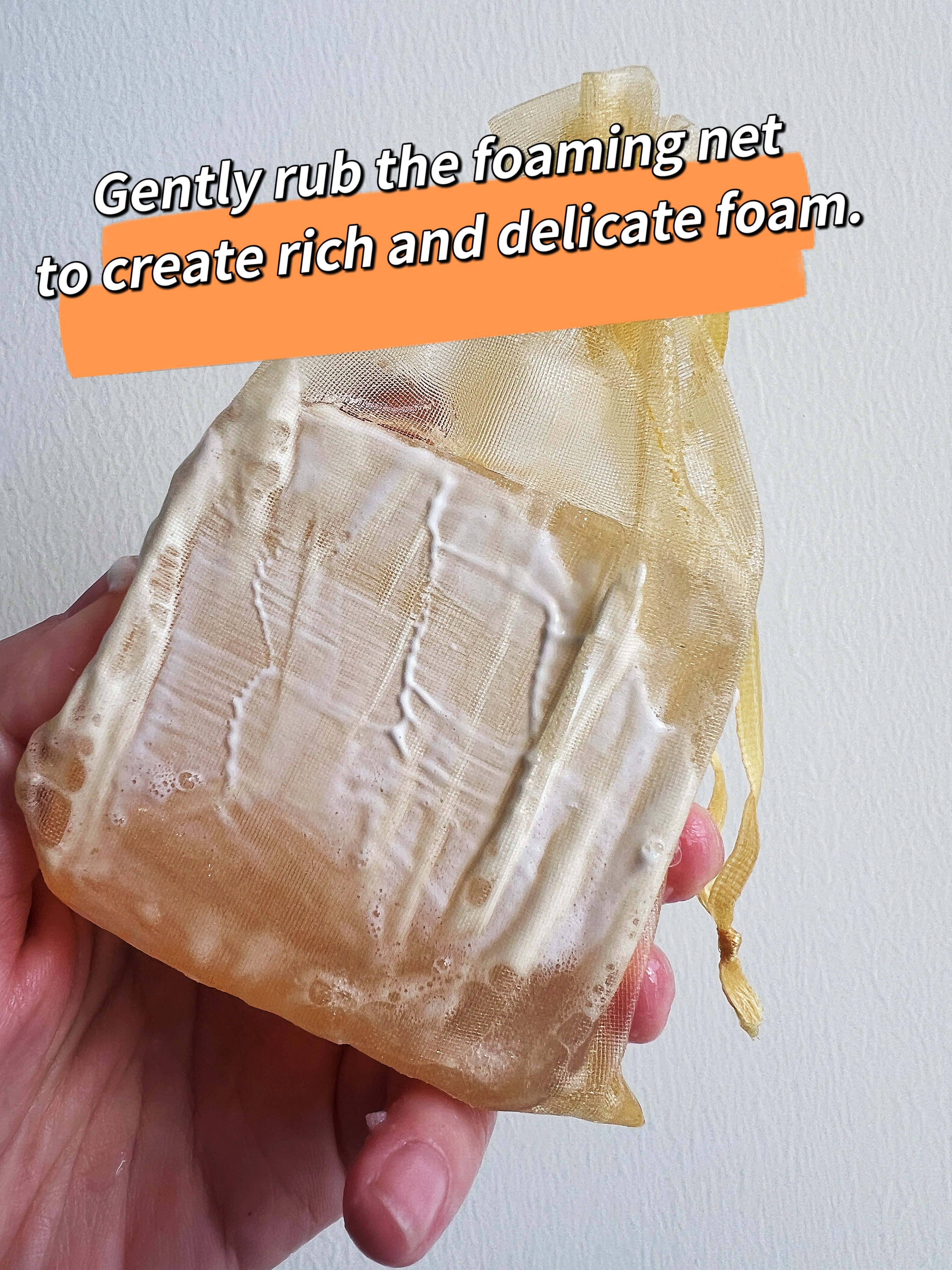 Rich foam texture of Joy Garden Alishan Hinoki Silk Protein Facial Soap