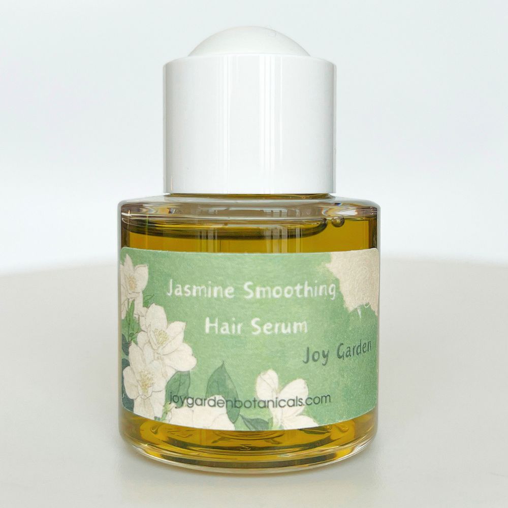 Joy Garden Jasmine Smoothing Hair Serum for frizz-free, lustrous and silky hair.