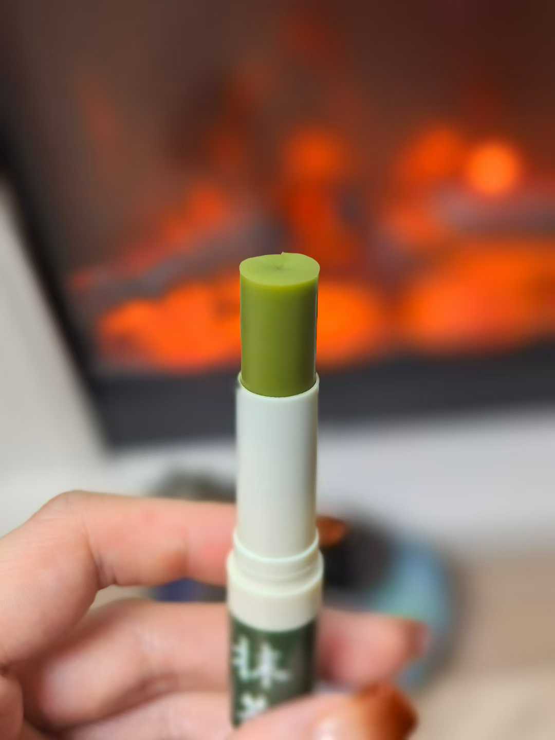 Joy Garden Pure Matcha Lip Balm close-up – handmade natural lip balm with milk, jasmine, and jojoba for soft, hydrated lips