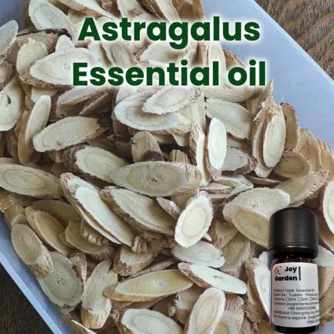 Joy Garden Astragalus essential oil with natural herbal extract, supporting skin vitality and overall wellness with a mild earthy aroma