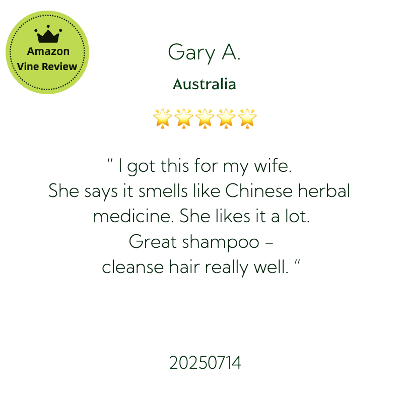 Joy Garden herbal shampoo Amazon Vine real customer review showing authentic feedback on natural ingredients and hair care results