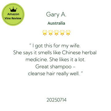 Joy Garden herbal shampoo Amazon Vine real customer review showing authentic feedback on natural ingredients and hair care results