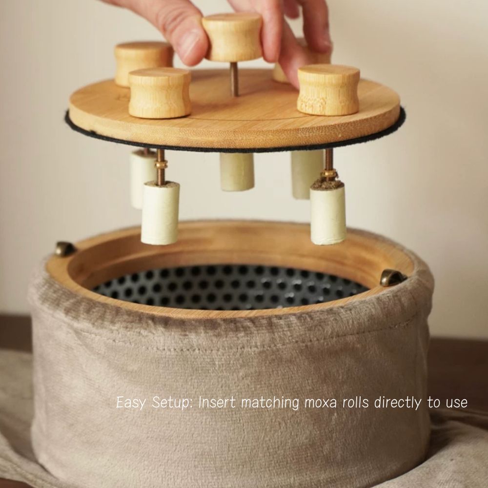 Smokeless Round Moxibustion Box with Ash-Catcher and temp Control