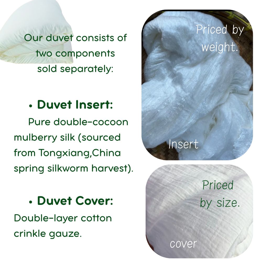 100% Double Cocoon Mulberry Silk Duvet Insert (Coming Soon)