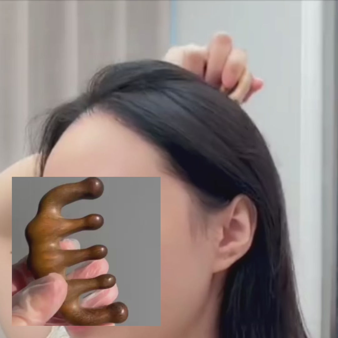 Green Sandalwood Facial & Scalp Massage Comb – Five-Finger Meridian Comb